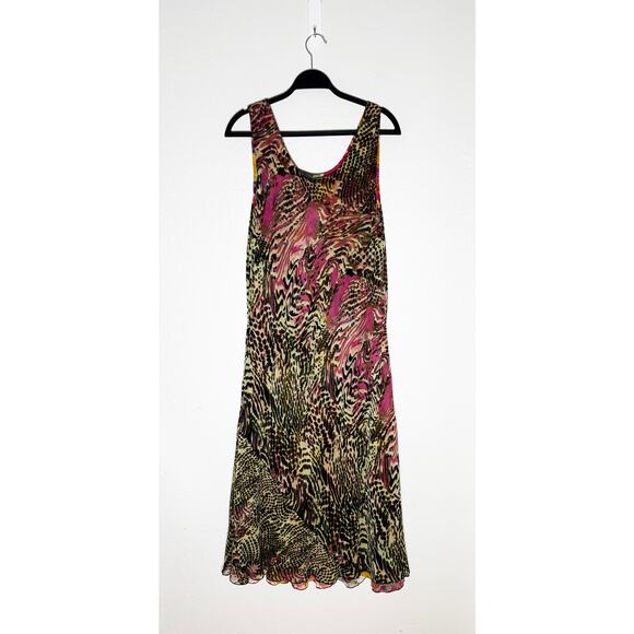 J Kara Women's Reversible Maxi Tank Dress Floral Side Animal Print Flowy - Picture 4 of 7